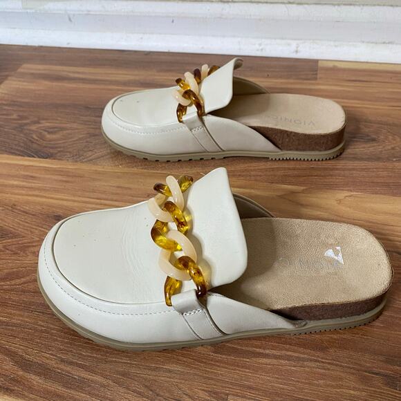 VIONIC Georgie Chain Detail Mule Clog Cream Leather Size 7.5 - Picture 6 of 11